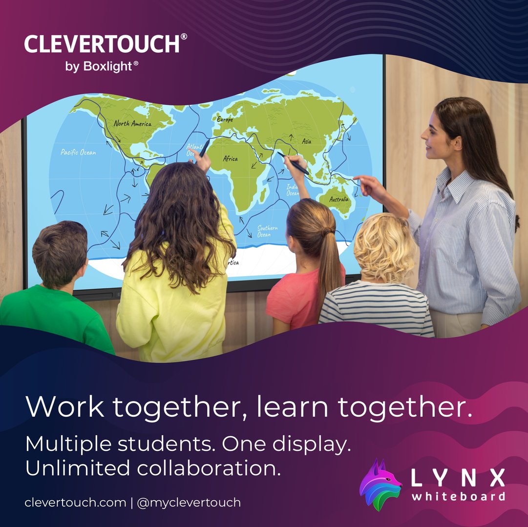 With multi-touch functionality, multiple students can use the display at the same time. Make learning a team effort with an #InteractiveDisplay from #Clevertouch, explore the range - clevertouch.com/products/inter…