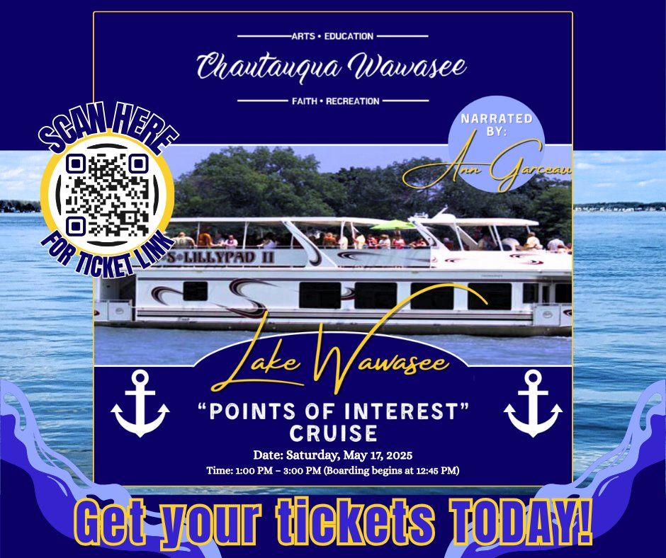 chqwawasee's tweet photo. 🚢 Don’t miss the boat!
Join us for the Lake Wawasee “Points of Interest” Cruise on May 17 aboard the SS Lillypad II!
🎟️ $25 tickets at https://t.co/eKj03sxETQ 
🕐 1–3 PM | 📍 The Frog Tavern
🛥️ Local history, great views &amp; a snack bar!
(*$3.52 service charge per ticket) https://t.co/xnS1xc6vC3