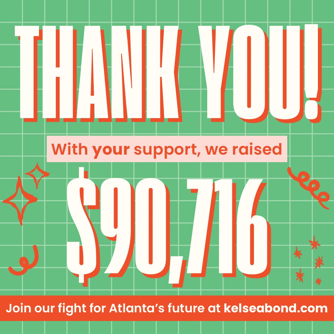 Ummm… Thank you, Atlanta! 🥰

Thanks to more than 1,000 unique donors, we have raised over $90,000 for our grassroots campaign. I am beyond grateful to everyone who has contributed, text banked, or volunteered so far 💚🙏🌹