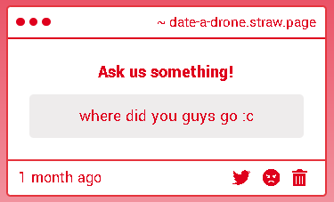 date_a_drone's tweet photo. The dev team decided to randomly combust and now we're trying to pick up our pieces lying around- oh, I can see my arm!

- Alex https://t.co/7VVHnoU8jy