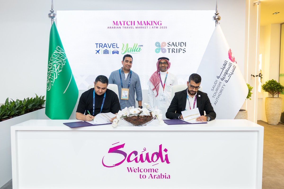 TravelYalla's tweet photo. سعداء بالإعلان عن توقيع اتفاقية تعاون بين Travel Yalla وSaudi Trips، برعاية الهيئة السعودية للسياحة (STA)، خلال مشاركتنا في معرض ATM دبي داخل الجناح السعودي
الاتفاقية تهدف لتسهيل سفر السياح المصريين للمملكة بباقات متكاملة وتجربة منظمة
@SaudiTourism 
#TravelYalla #SaudiTrips #STA #ATM2025 #السعودية #السياحة #ترافل_يلا