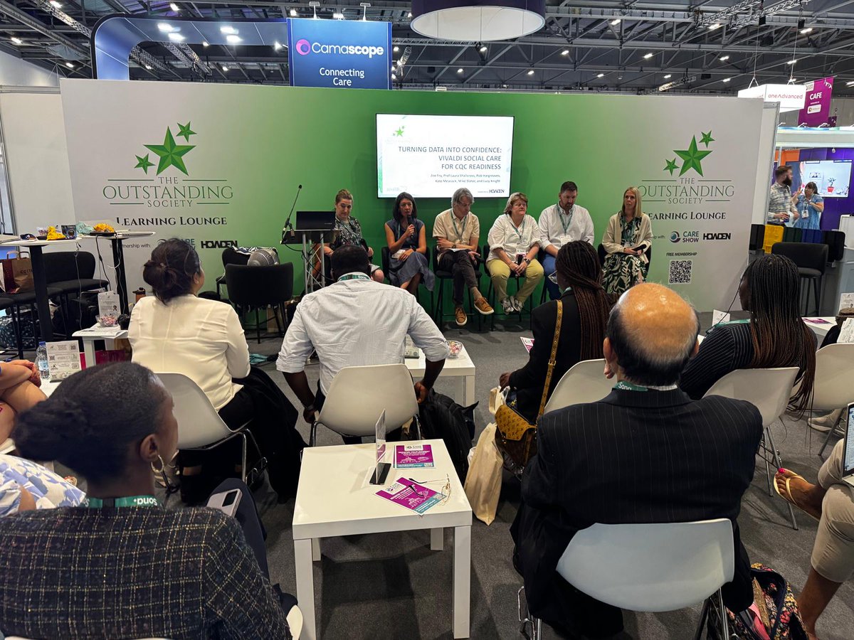 Session 3 of Day 2 of <a href="/CareShow/">Care Show</a> has now started over at the Outstanding Learning Lounge - stand T2.

Turning data into confidence: VIVALDI social care for <a href="/CareQualityComm/">Care Quality Commission</a> readiness.

This session Directors Zoe and Samantha are joined by Laura Shallcross  - <a href="/ucl/">UCL</a> , Rob Hargreaves