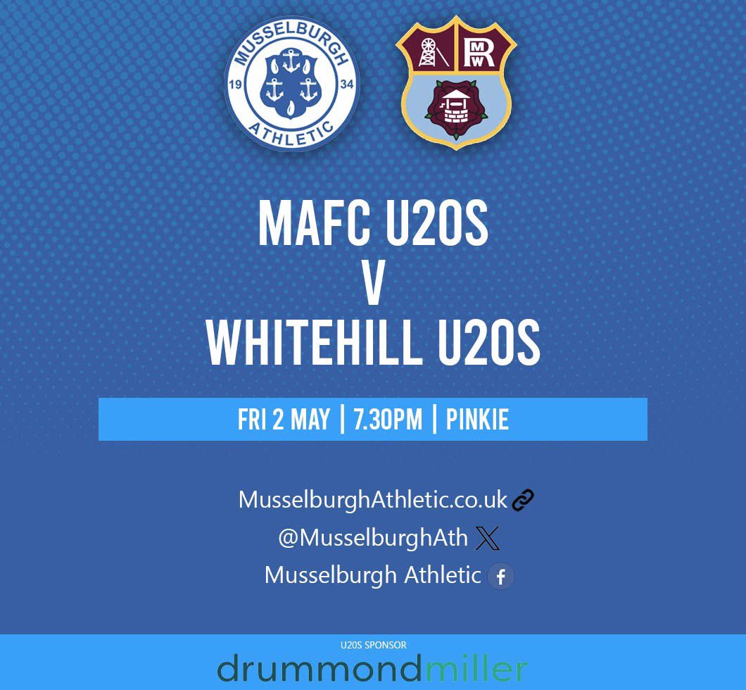 It's the final home game of the 2024/25 Season for our under 20s as they face Whitehill at Pinkie tomorrow night. The boys will also be presented with the EOSDL trophy after full time 🏆

📅 02/05/2025
🆚 Whitehill
🏟️ Pinkie
🏆 EOS Development League 
⌚️ 7.30pm