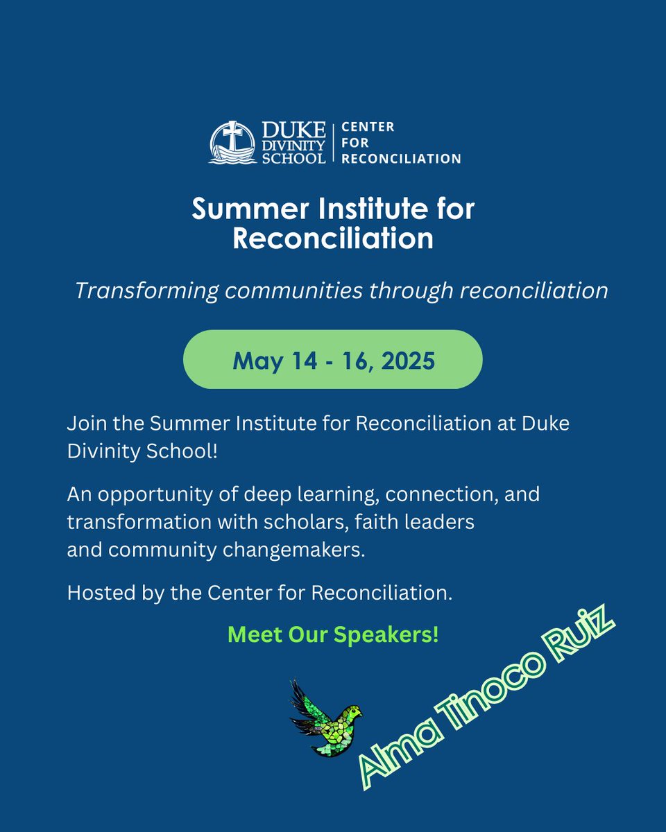 dukecfr's tweet photo. Dr. Alma Tinoco Ruiz will present on the topic of Lament at this year’s Summer Institute for Reconciliation. You will not want to miss it. May 14-16, 2025. Register today at https://t.co/3ApcJPz3Wb. https://t.co/R2z68HV1ub