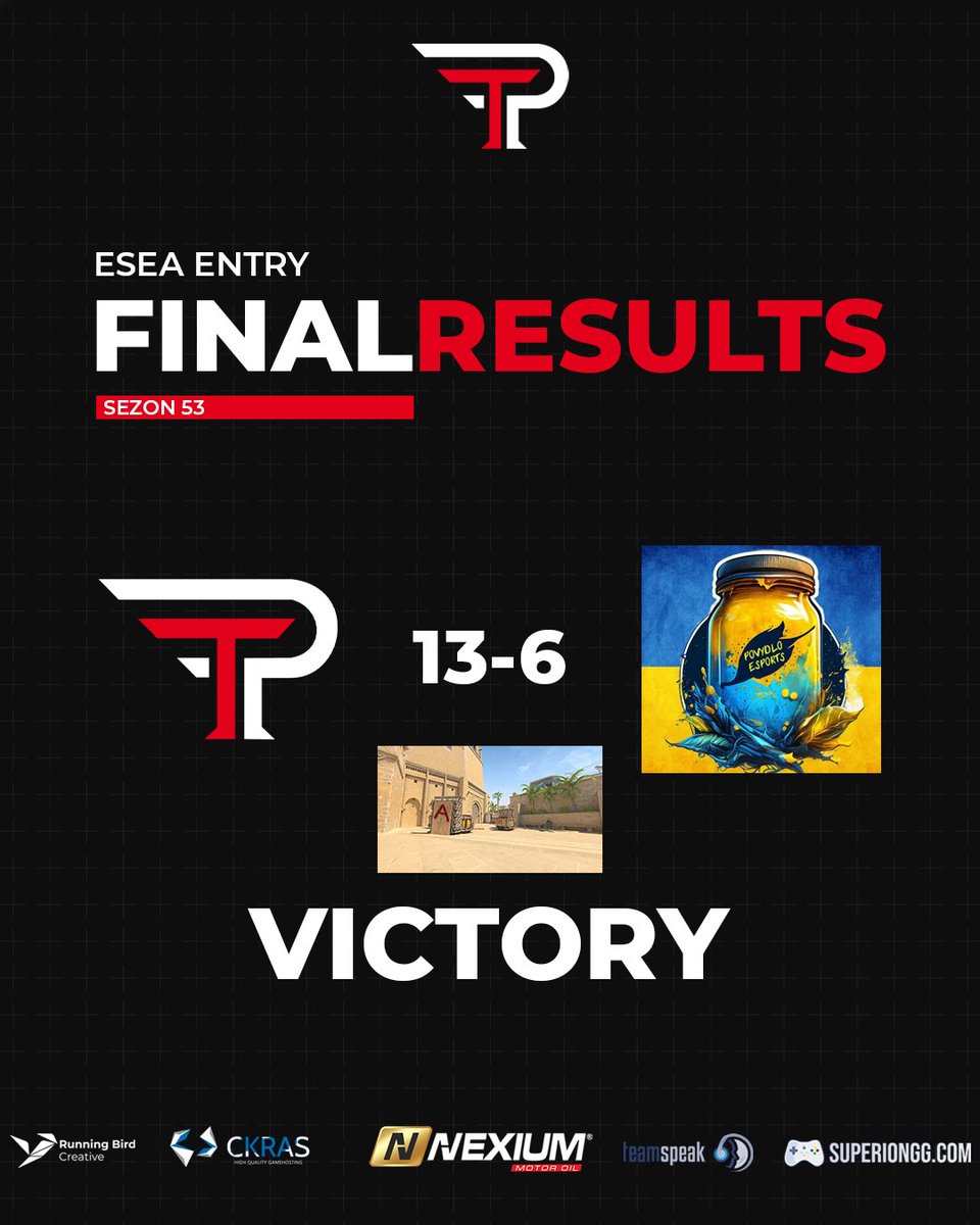 ✅ 13:6 vs POVYDLO ESPORTS
Bilans 7:1 🔥
Kończymy kwiecień zwycięstwem – wracamy 5 maja!
<a href="/xSaqe/">Grzesiek Widurski</a> <a href="/swetthYy/">swetthY-</a> <a href="/dvnio2k/">dvnio2k</a> <a href="/Pasiuu_/">Pasiuu</a> <a href="/vzsg0d/">vzs</a> 

<a href="/teamspeak/">TeamSpeak</a> <a href="/myckras/">CKRAS.com</a> <a href="/superiongg/">superiongg</a>