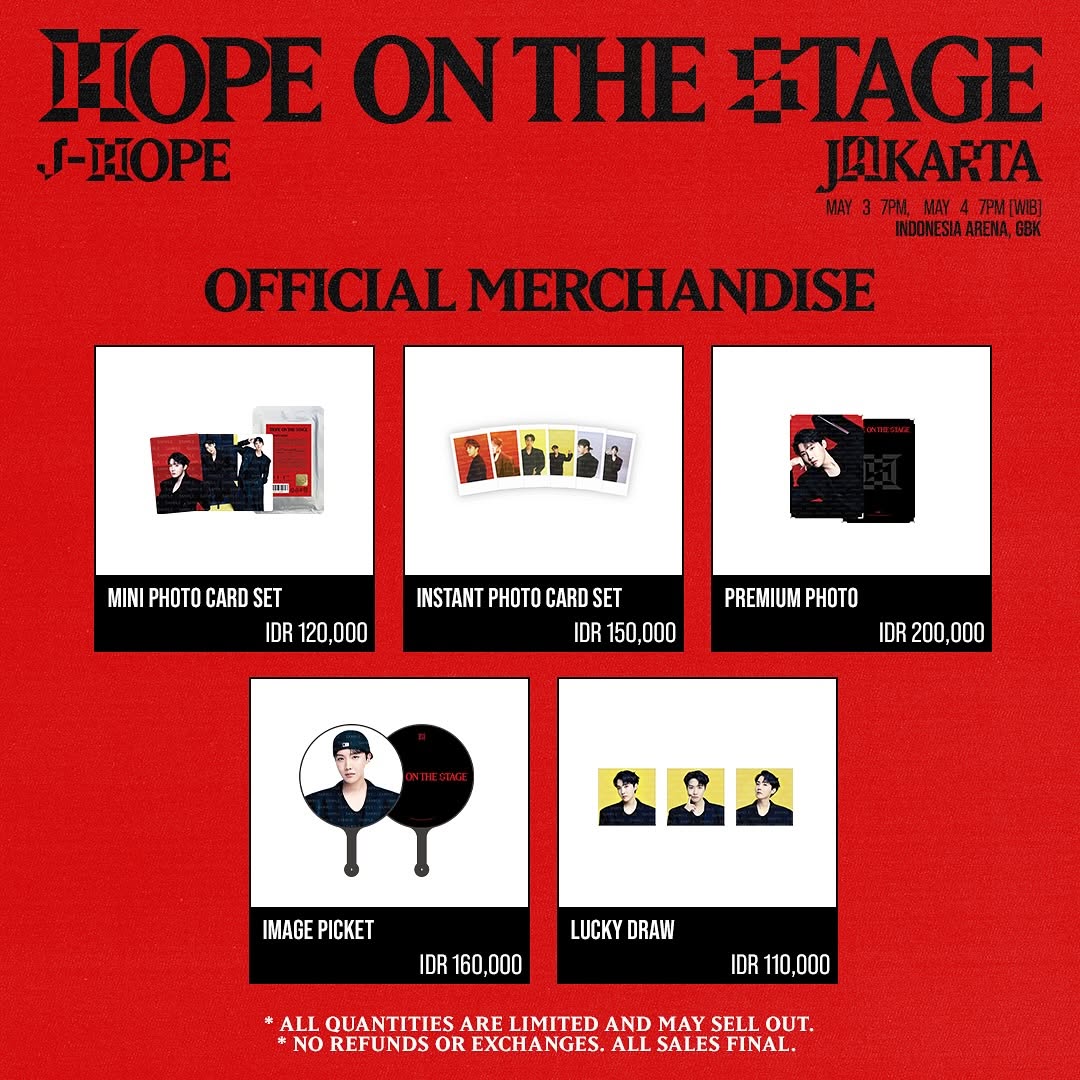 rossydimitri's tweet photo. Open Jastip merch J-hope on the stage CONCERT in Jakarta 3&amp;4 May 2025. bisa langsung DM atau whatssap ke 085951508865. COD di tempat concert day 1&amp;2 bisa ya. Fee 40k/Barang. 100% dpt barangnya.
#MerchandiseBTSOriginal #BTSARMY #BTSarmyindonesia #JHOPE #jhopetourinjakarta https://t.co/rJkcp3wJXv