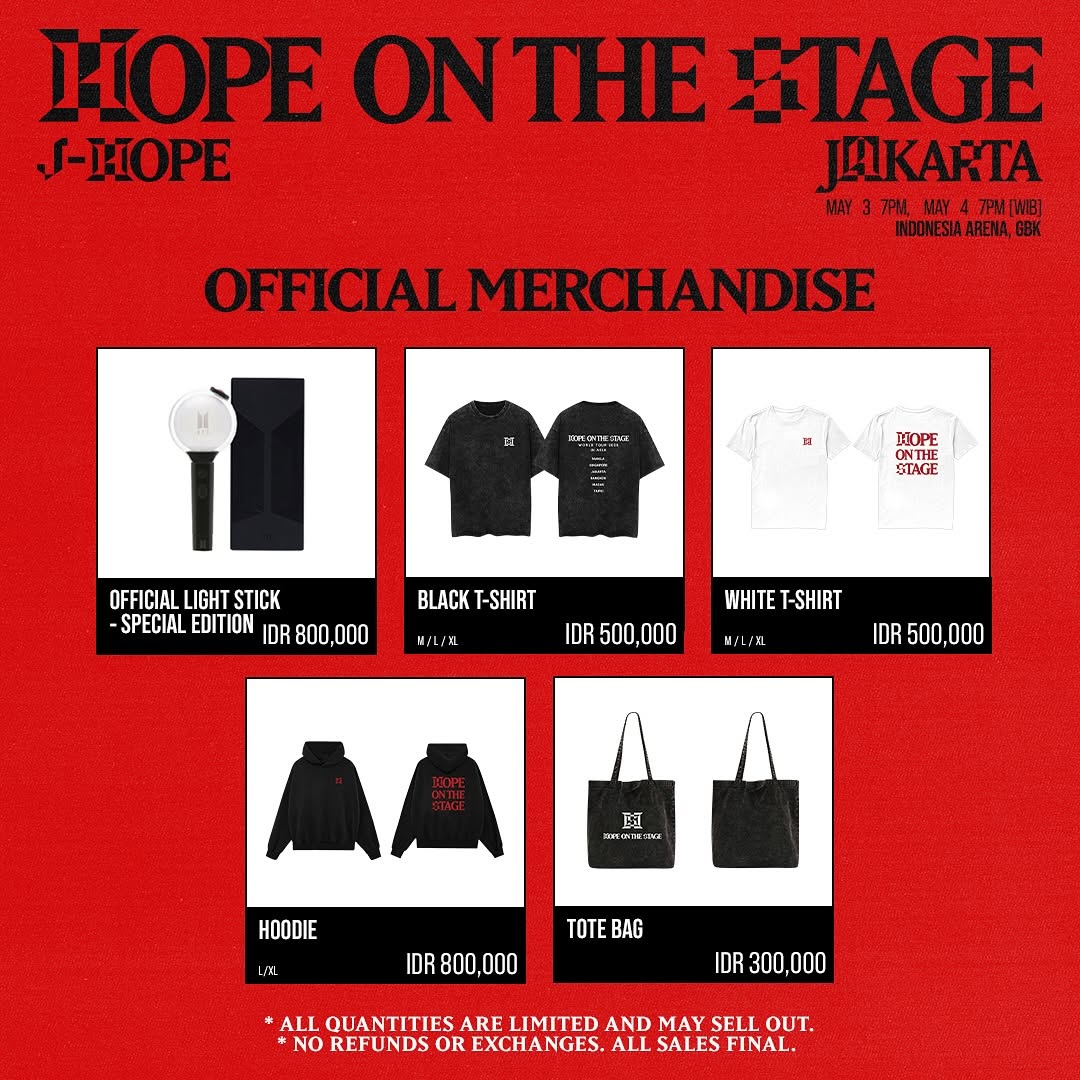 rossydimitri's tweet photo. Open Jastip merch J-hope on the stage CONCERT in Jakarta 3&amp;4 May 2025. bisa langsung DM atau whatssap ke 085951508865. COD di tempat concert day 1&amp;2 bisa ya. Fee 40k/Barang. 100% dpt barangnya.
#MerchandiseBTSOriginal #BTSARMY #BTSarmyindonesia #JHOPE #jhopetourinjakarta https://t.co/rJkcp3wJXv