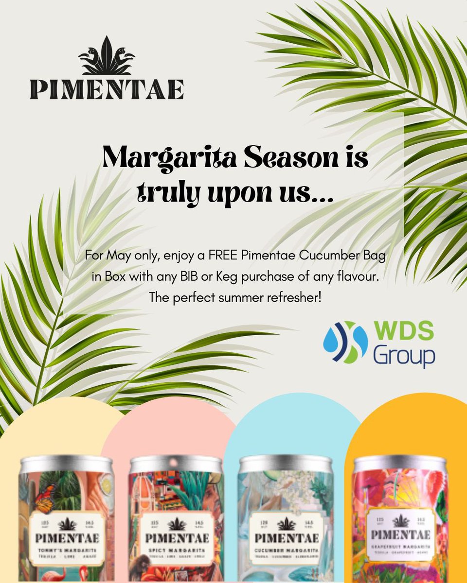 🍸🌵Margarita Season is truly upon us...🌵🍸

With the sun out and the margaritas in flow,
<a href="/pimentaedrinks/">Pimentae</a> are giving away 50 FREE margaritas to Bag in Box &amp; Keg Customers!

🌴🌺☀️🌴🌺