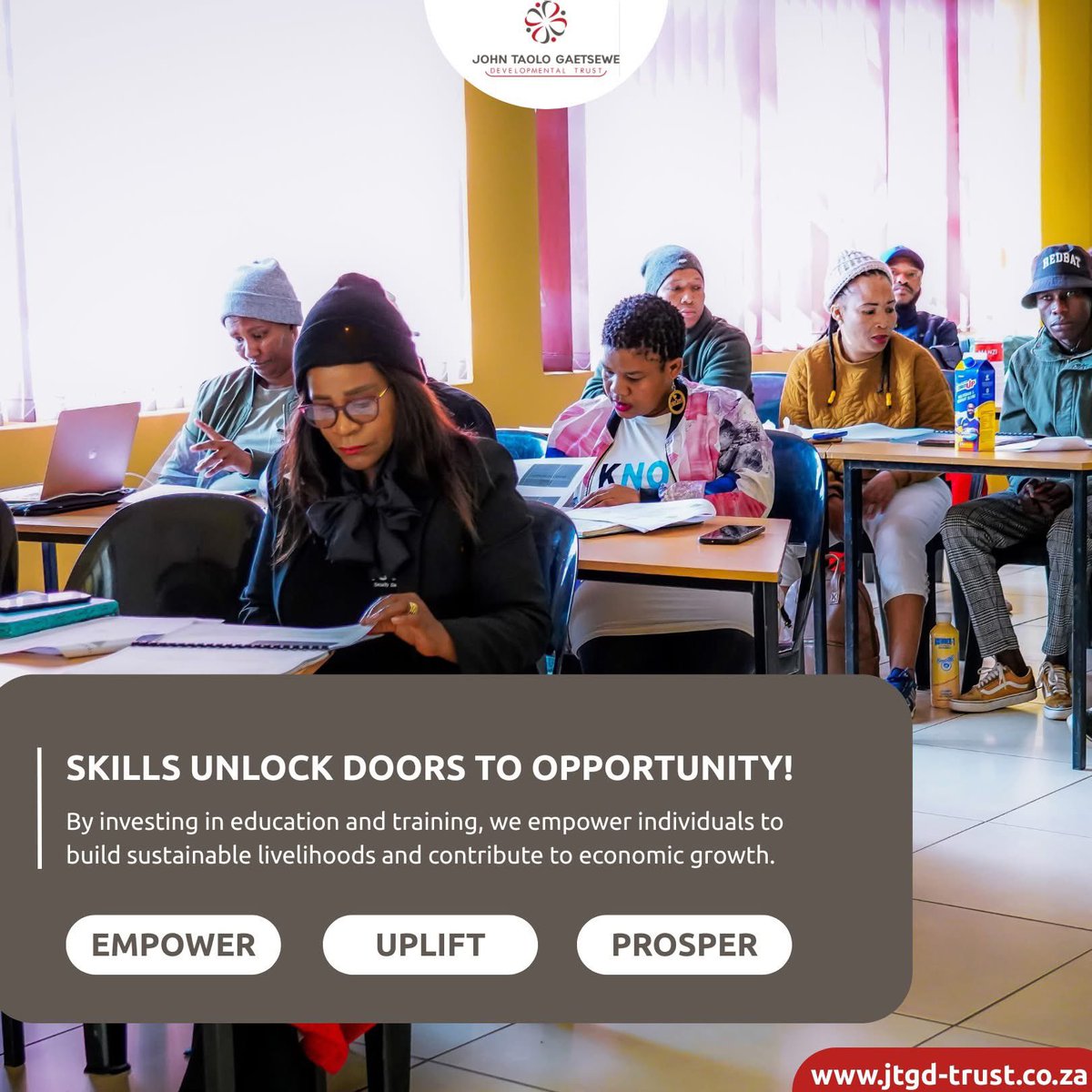Empowerment starts with knowledge! Skills development transforms lives and communities. When we invest in education and training, we unlock potential—not
just in individuals, but across entire communities. Learning is the first step towards lasting empowerment.