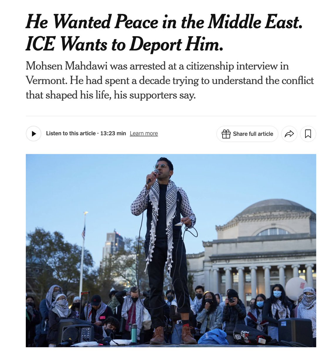 Eyal Yakoby (@eyakoby) on Twitter photo Mohsen Mahdawi: "I like to kill Jews."
The NYT: "He wanted peace." Mohsen Mahdawi: "I like to kill Jews."
The NYT: "He wanted peace."