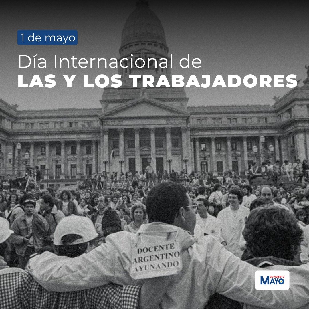 Movimiento_Mayo's tweet photo. Para quienes creemos en una Patria libre, justa y soberana, el 1º de Mayo es una jornada para reivindicar la lucha histórica por la igualdad y la justicia social.

¡Feliz Día a todas las trabajadoras y trabajadores! https://t.co/5YR9fxqRJ9