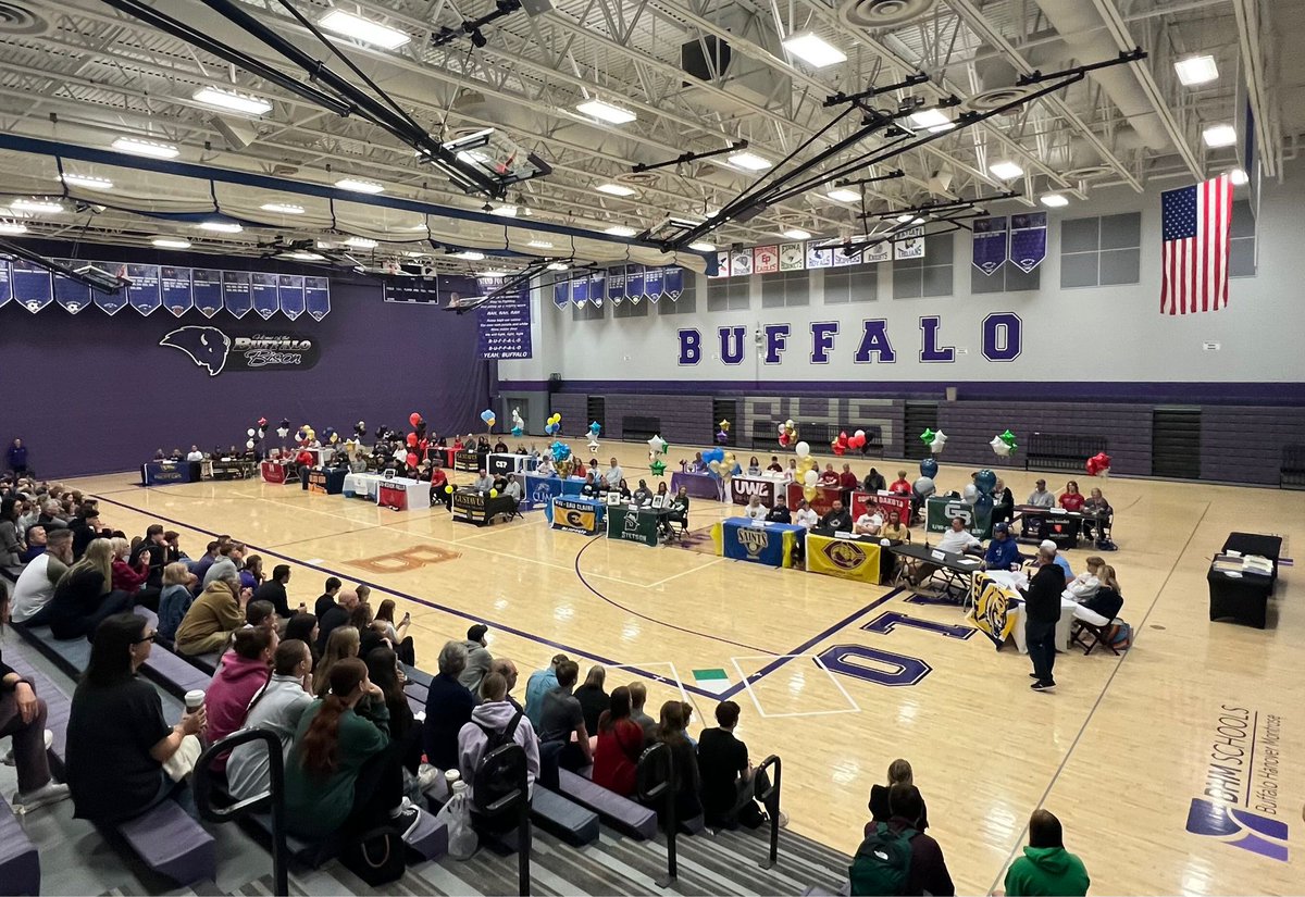 Spring signing day!  30+ seniors being recognized this morning who are heading out to compete collegiately!  They have raised the bar at Buffalo HS!  B1 B Bison!