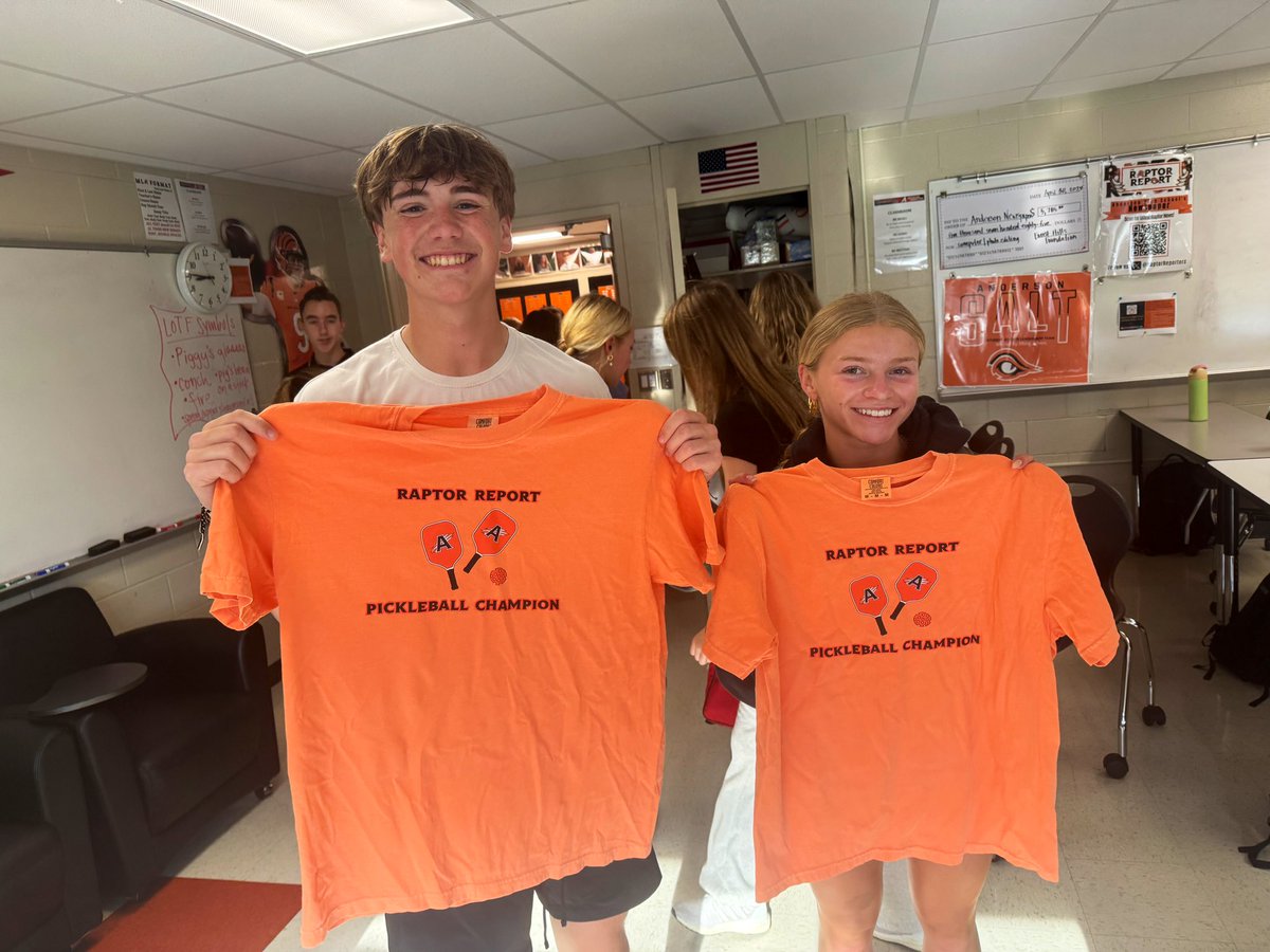 CoachOlson11's tweet image. Congrats to our end-of-semester celebration @RaptorReporters pickleball champs, Nina and Brendan!! No better way to celebrate sending our print issue off to the printer!