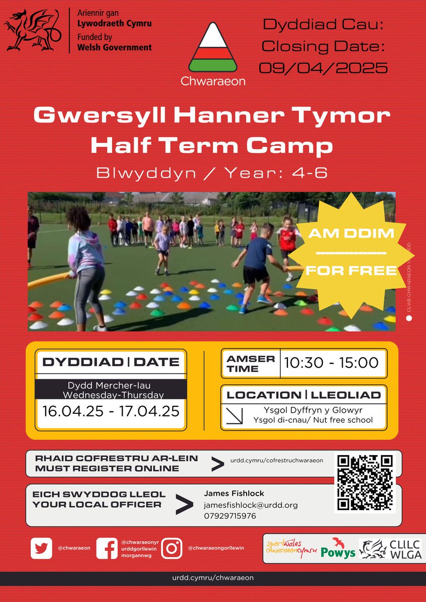 Urdd Gorllewin Cymru (@chwaraeon) on Twitter photo Gwersyll am ddim yn <a href="/YGlowyr/">Ysgol Gymraeg Dyffryn Y Glowyr</a> yn ystod hanner tymor😀
Cofrestwch isod❗️
A free camp in <a href="/YGlowyr/">Ysgol Gymraeg Dyffryn Y Glowyr</a> during half term😀
Register below❗️
Oed/age 3-6: porth.urdd.cymru/SportsAndCommu…
Bl./Yr.4-6: porth.urdd.cymru/SportsAndCommu… Gwersyll am ddim yn <a href="/YGlowyr/">Ysgol Gymraeg Dyffryn Y Glowyr</a> yn ystod hanner tymor😀
Cofrestwch isod❗️
A free camp in <a href="/YGlowyr/">Ysgol Gymraeg Dyffryn Y Glowyr</a> during half term😀
Register below❗️
Oed/age 3-6: porth.urdd.cymru/SportsAndCommu…
Bl./Yr.4-6: porth.urdd.cymru/SportsAndCommu…