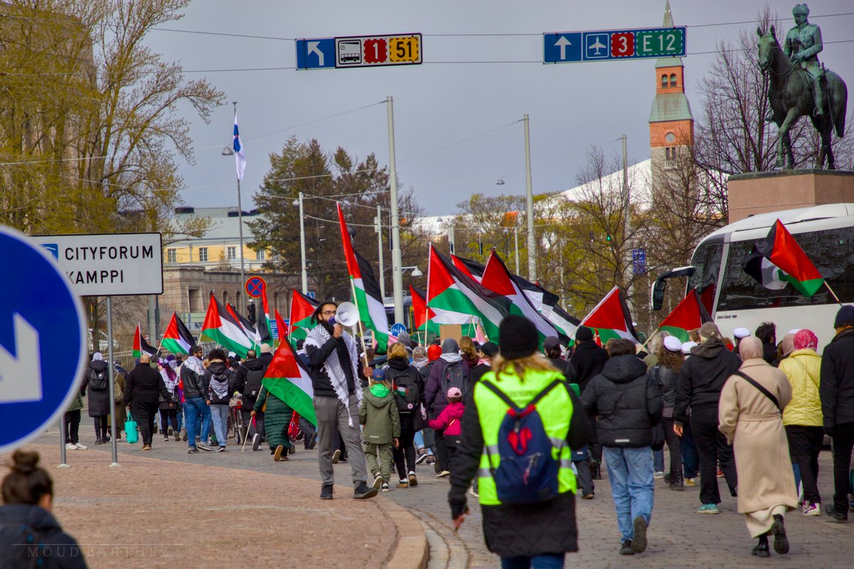 Red, Green, and Black: #Helsinki Stands with #Palestine  Calls for #Israel to End the #War in #Gaza. On #Mayday 
#MayDay2025 #vappu #Finland