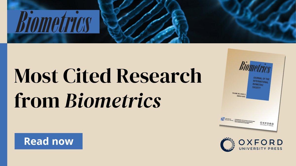 Check out the Most Cited Research from Biometrics. This collection shows the most impactful studies from the past two years, highlighting the excellence and influence of research published in Biometrics.

Read now: oxford.ly/3YkgRBE 
<a href="/IBSstats/">IBS</a>