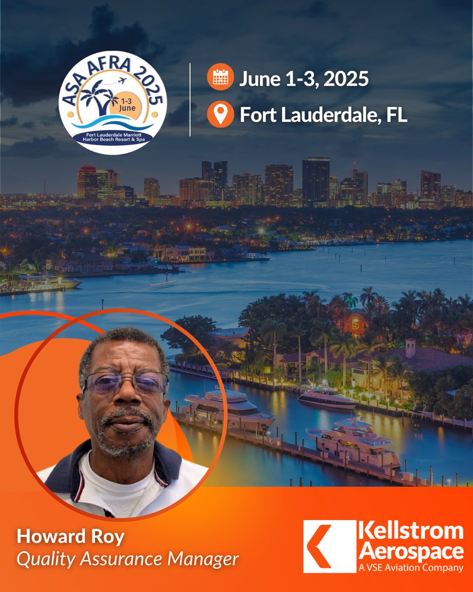 Our Quality Assurance Manager, Howard Roy will be in attendance at this year's ASA AFRA Conference in Fort Lauderdale, FL! We are looking forward to another wonderful conference full of insightful industry standards.

#ASAAFRA2025 #KellstromAerospace