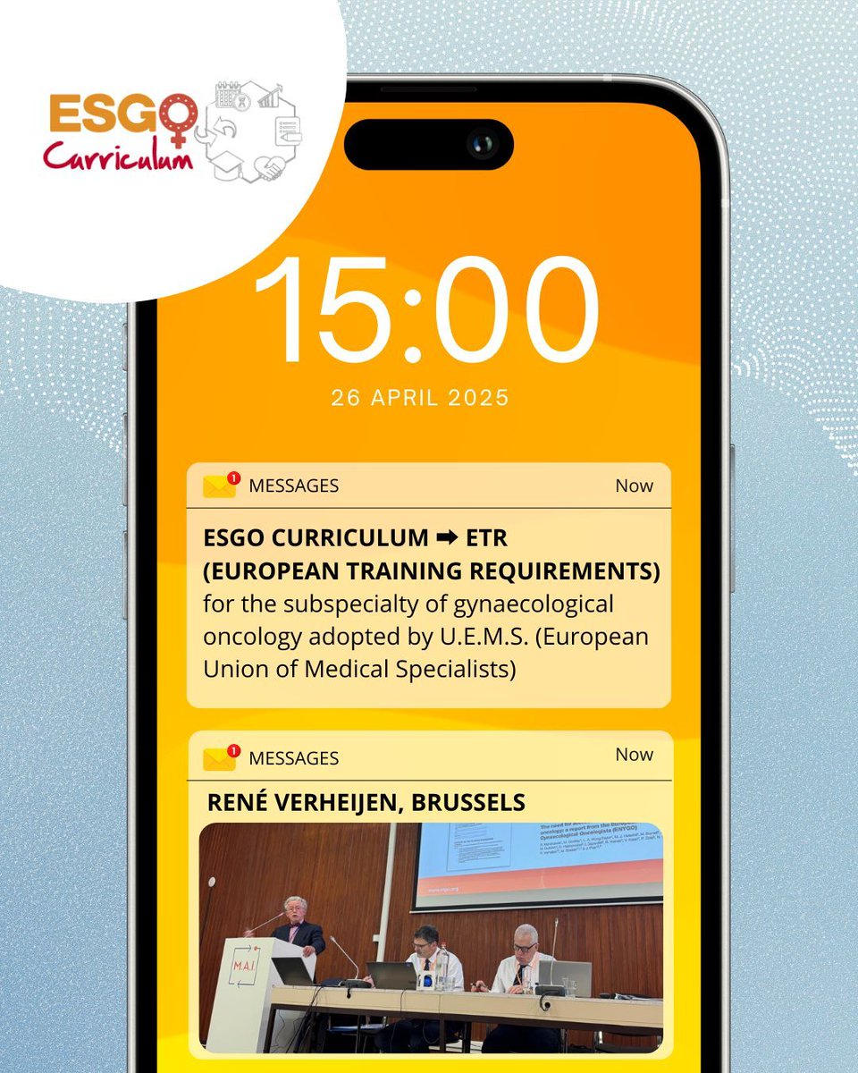 The ESGO Curriculum was recently adopted by the European Union of Medical Specialists (UEMS) &amp;  is now officially recognised as European Training Requirements for the subspecialty of gynae oncology. 🧑‍🏫 🙌

A special thanks to Daniela Fischerova, René Verheijen, Maja Pakiz, Blanca