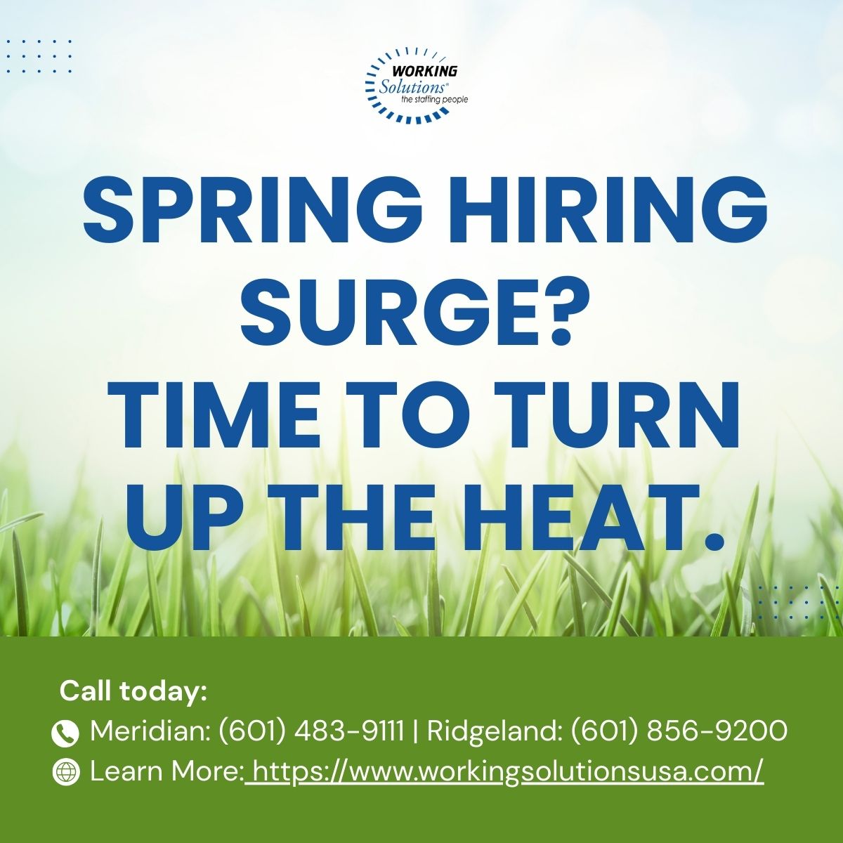 BradCsp's tweet image. Warmer weather = busier business. Don’t sweat it—Working Solutions has job-ready talent to keep your team cool under pressure.

 📞 (601) 483-9111 | (601) 856-9200
 🌐 icont.ac/511PE

 #SpringHiring #StaffingSolutions #HotHiringSeason