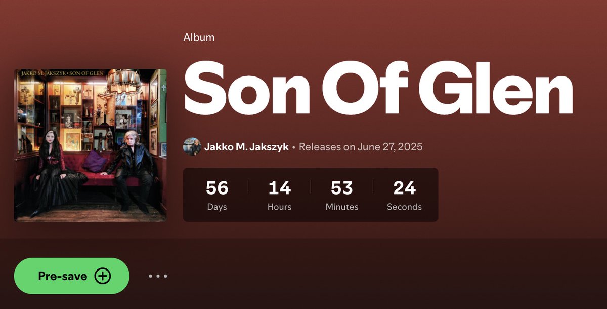 Pre-save the album 'Son of Glen' here and be the first to hear it when it is released. open.spotify.com/prerelease/3ZE…