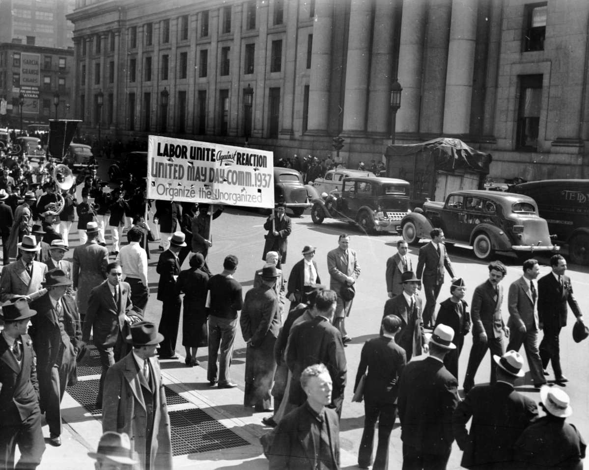Today is May day or International Workers Day where we honor the working class and recognize their struggles and achievements for rights. Here is a photo from a New York celebration in 1937. #MayDay #InternationalWorkersDay2025 #LaborRights