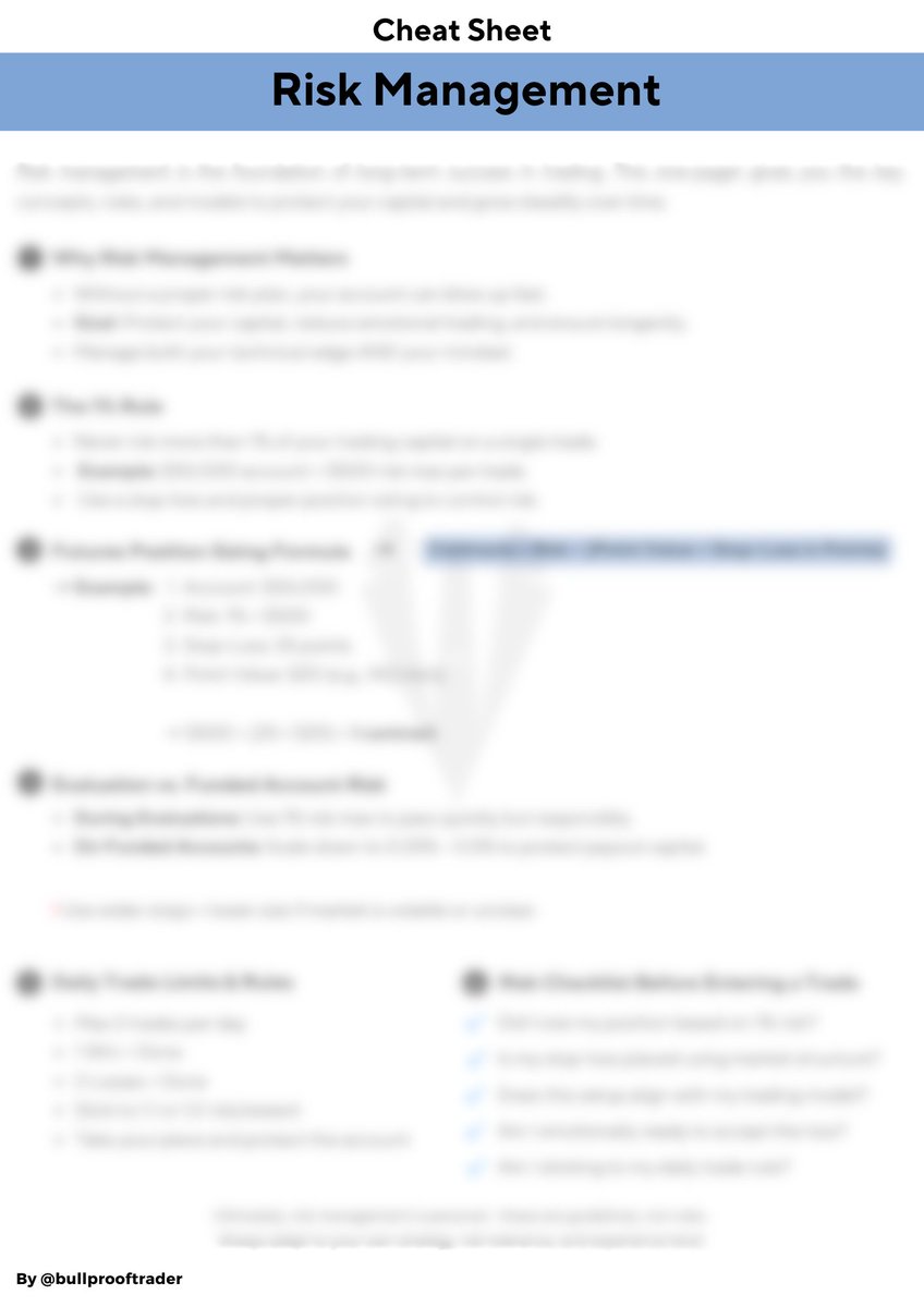 You want to get funded? You want consistent payouts?

Without proper risk management - neither will happen.

I created a FREE Risk Management Cheat Sheet to help you get there.

Like + comment 'Risk' and I’ll DM it to you.

(Must be following to DM)