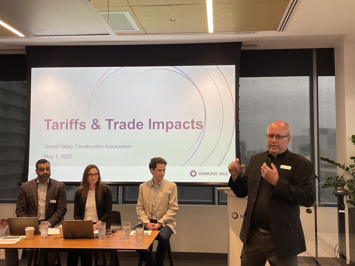 ⁦<a href="/GVCANews/">Grand Valley Construction Association</a>⁩ event on tariffs and trade impacts happening now in #downtownkitchener