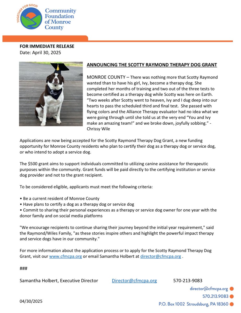 Please see the attached press release. If you have any questions please reach out to Officer Jason Wile at the West High School ext. 81434 or jwile@pmsd.org or Chrissy Wile at the EJHS cwile@pmsd.org.