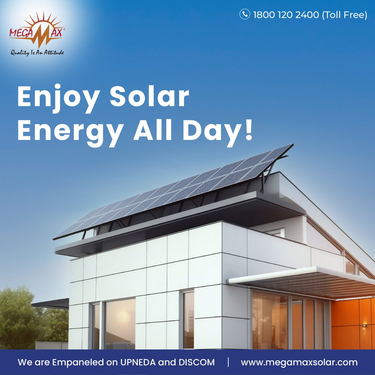 Enjoy uninterrupted solar energy throughout the day with Megamax Solar’s expert installation and support. Start saving on your electricity bills while contributing to a sustainable future.

megamaxsolar.com

#MegamaxSolar #GoSolar #SolarFinancing #RenewableEnergy