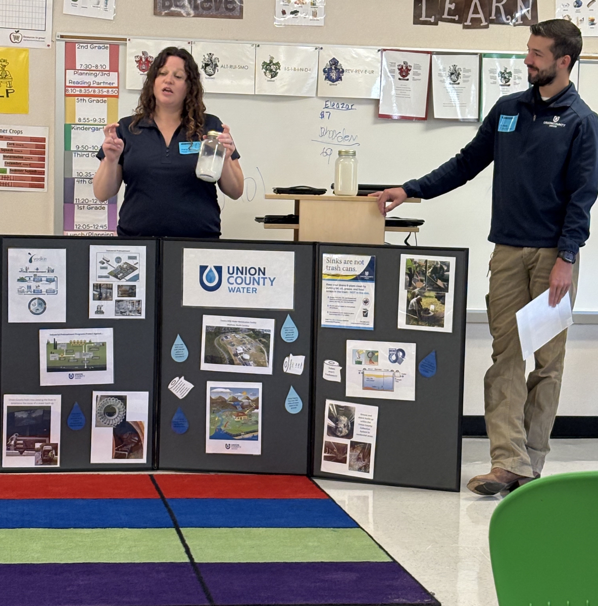 A big thank you goes to Union County Water for coming out to speak to second grade Ag Tech students!  They taught the students about the county water system and how to care for it by not flushing certain items!