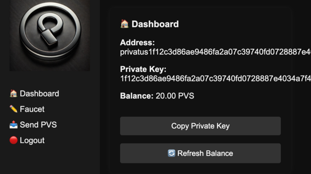 PRIVATUS_PVS's tweet photo. 🔐 The Privatus Web3 Wallet (MVP) is live!

Test private transactions, real-time balances, and our stealthy block explorer.

Now accepting private round investments from $100.

🌐 https://t.co/ZuzzsTOgsw

🚀 #Web3 #crypto #privacy #PVS