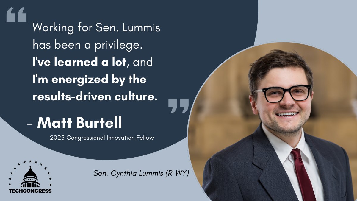 TechCongress (@congressfellows) on Twitter photo đź’ˇ Matt works to distill data into legible insights that help drive impactful #policymaking. He supports the Office of <a href="/SenLummis/">Senator Cynthia Lummis</a> on #AI and competition policy issue areas.
🔗 Read more: techcongress.io/blog/2025-plac… 💡 Matt works to distill data into legible insights that help drive impactful #policymaking. He supports the Office of <a href="/SenLummis/">Senator Cynthia Lummis</a> on #AI and competition policy issue areas.
🔗 Read more: techcongress.io/blog/2025-plac…