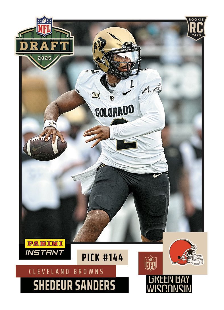 Shedeur Sanders (@shedeursanders) on Twitter photo Dawg Pound! Cleveland, are y'all ready? 🐶💪 It's time to get to work… <a href="/Browns/">Cleveland Browns</a> #NFLDraft
Perfect Timing ⌚️
Check out my 1st Panini Instant Rookie card @paniniamerica! #RatedRookie
👉
paniniamerica.net/pi-ssanders-00… Dawg Pound! Cleveland, are y'all ready? 🐶💪 It's time to get to work… <a href="/Browns/">Cleveland Browns</a> #NFLDraft
Perfect Timing ⌚️
Check out my 1st Panini Instant Rookie card @paniniamerica! #RatedRookie
👉
paniniamerica.net/pi-ssanders-00…
