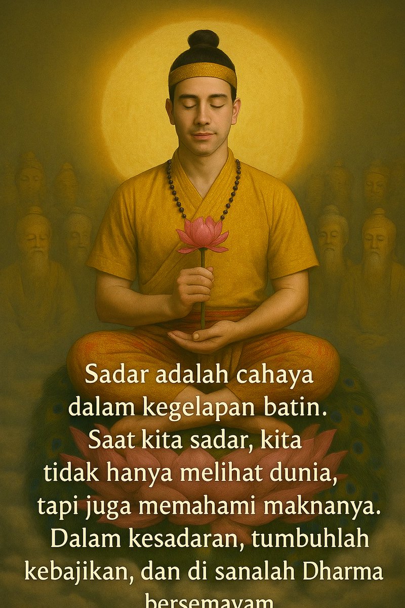 liamzen08's tweet photo. Bahasa indonesia
"Ketika hati bersinar dengan kebajikan, dunia pun menjadi terang. Sadarilah momen ini—di sinilah Dharma hidup."

Bahasa Jepang
「心が善で輝くとき、世界も光に包まれる。この瞬間に目覚めよ。ここにダルマは生きている。」 https://t.co/RXFVTwIEWr