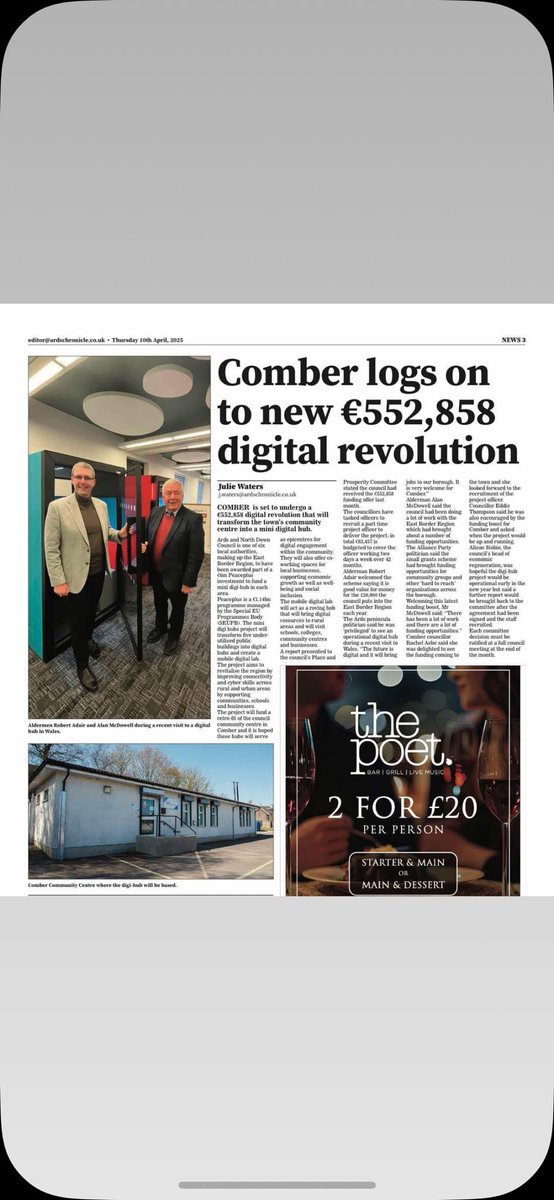 Digital 🖥  Hubs 📱 Funding Secured ✅ 
East Border Region delivering investment for mobile digital hubs for Rural Communities in the region