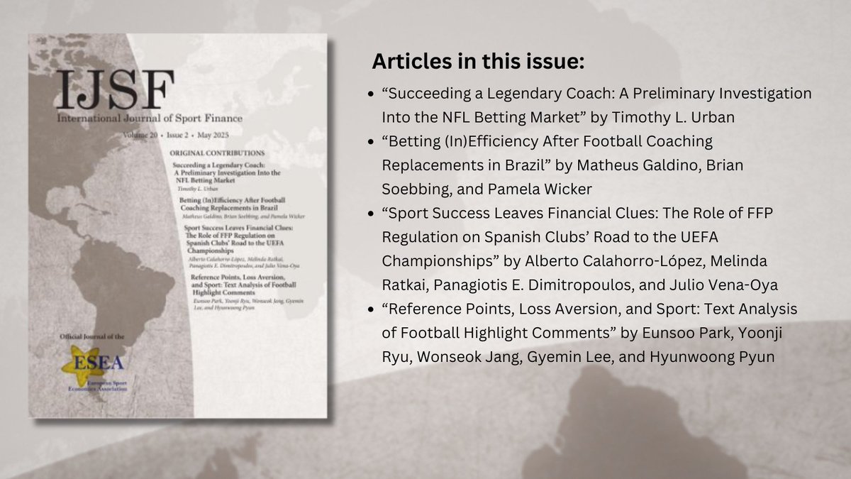 Happy May! International Journal of Sport Finance (IJSF) 20.2 is now available online: fitpublishing.com/journals/inter…