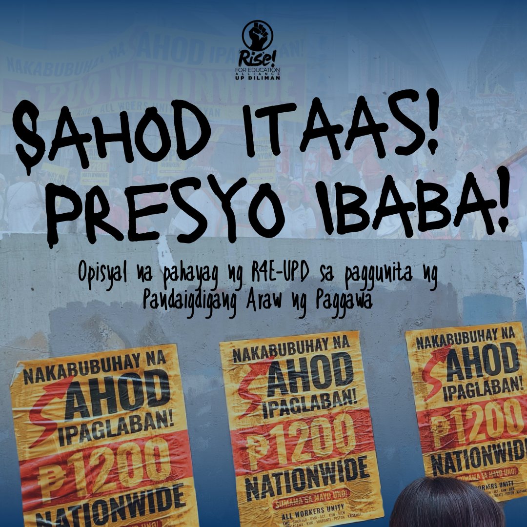 ISKOLAR NG BAYAN, IPAGLABAN ANG NAKABUBUHAY NA SAHOD AT ISULONG ANG MAKABAYAN, SIYENTIPIKO, AT MAKAMASANG EDUKASYON PARA SA LAHAT!

#MayoUno
#PresyoIbabaSahodItaas
#KontraktwalGawingRegular

Read the full statement here: facebook.com/share/p/18y8Fd…
