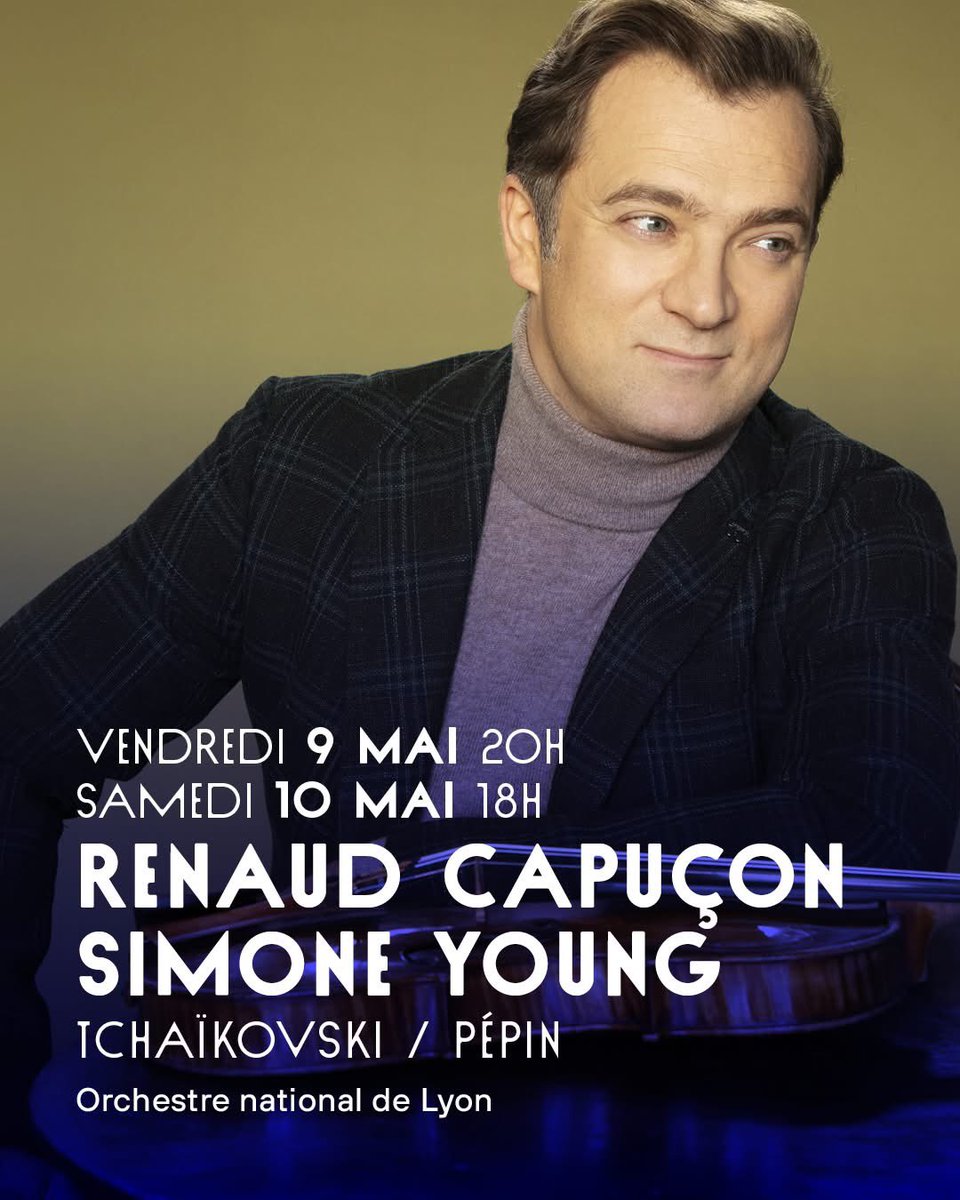 Camille Pépin (@camille_pepin) on Twitter photo Les 9 et 10 mai, Renaud Capuçon et l’Orchestre National de Lyon joueront mon concerto pour violon et orchestre sous la direction de Simone Young ! Hâte hâte hâte !!
<a href="/RCapucon/">Renaud Capuçon</a> <a href="/Auditorium_ONL/">Auditorium-Orchestre national Lyon</a> 💛 Les 9 et 10 mai, Renaud Capuçon et l’Orchestre National de Lyon joueront mon concerto pour violon et orchestre sous la direction de Simone Young ! Hâte hâte hâte !!
<a href="/RCapucon/">Renaud Capuçon</a> <a href="/Auditorium_ONL/">Auditorium-Orchestre national Lyon</a> 💛