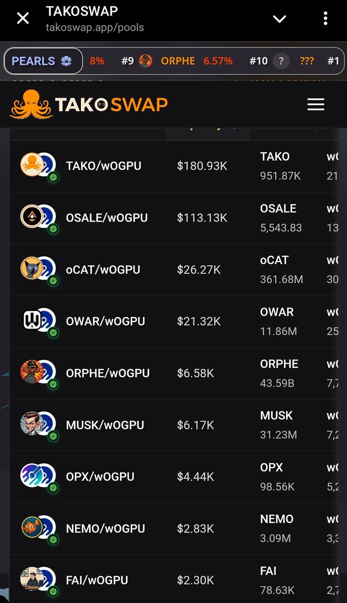 ORC-20 chain from <a href="/OpenGPUfndn/">OpenGPU Foundation</a> is the safest &amp; reliable chain you can see in web3. 

Projects can't remove Liquidity without the community agreeing on <a href="/takoswap/">TAKOSWAP 🐙</a> takoswap.app

All verified projects, passed through a verification process

Tags:
$ETH $OGPU $SOL $SUI $BASE