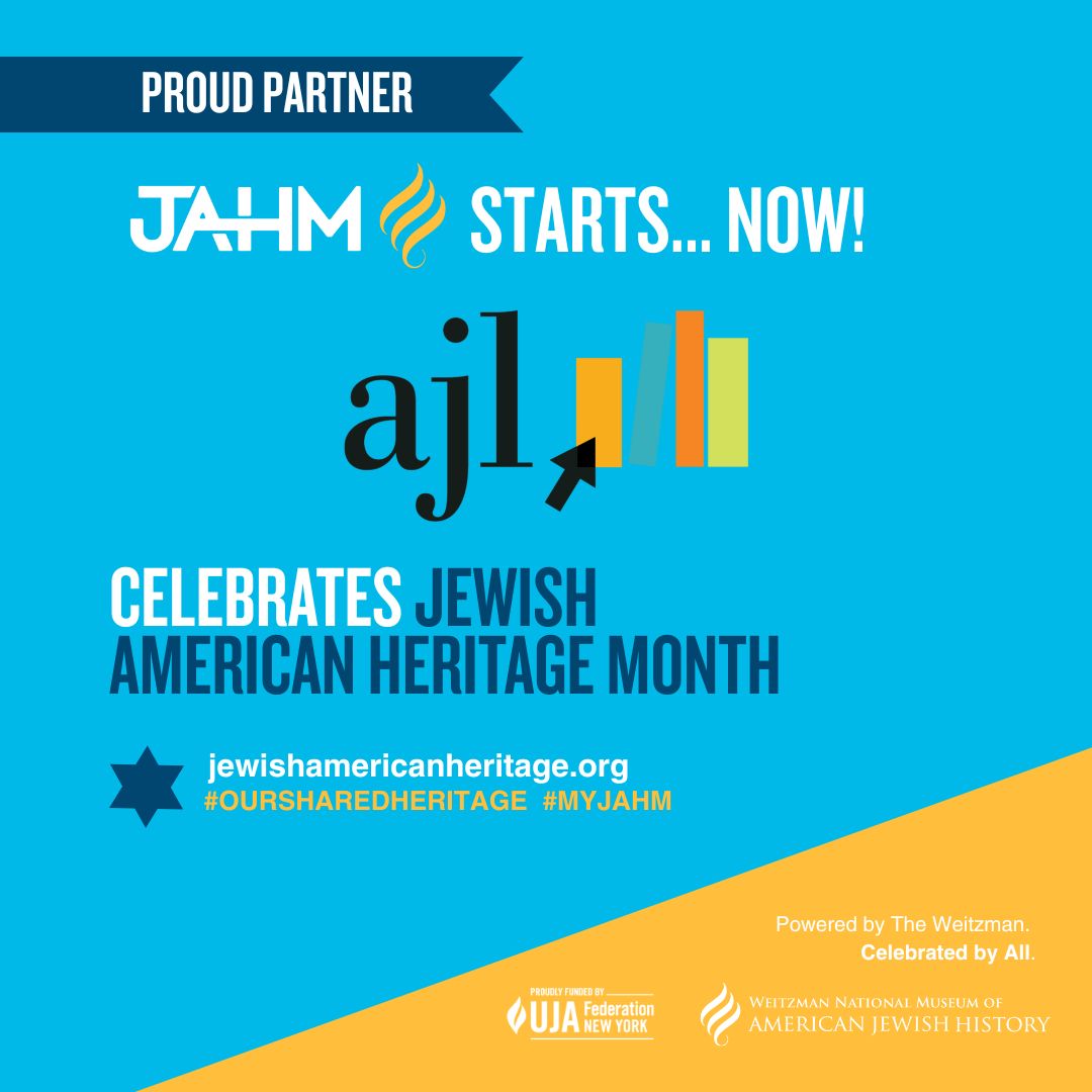 Assn JewishLibraries (@jewishlibraries) on Twitter photo Join us as we celebrate Jewish American Heritage Month. Throughout May, explore & highlight the vibrant history, culture & contributions of Jewish Americans throughout our nation's history. Spread the word & join in the celebration!
#MyJAHM #OurSharedHeritage <a href="/weitzmanmuseum/">Weitzman NMAJH</a> Join us as we celebrate Jewish American Heritage Month. Throughout May, explore & highlight the vibrant history, culture & contributions of Jewish Americans throughout our nation's history. Spread the word & join in the celebration!
#MyJAHM #OurSharedHeritage <a href="/weitzmanmuseum/">Weitzman NMAJH</a>