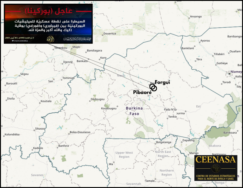 CEENASA396971's tweet photo. #BURKINA FASO 🇧🇫

On Wed, Apr 30, the #JNIM claimed to have taken control of a military post occupied by the VDP between #Forgui and #Pibaoré, in #Kaya State. https://t.co/0j08A8OeXo