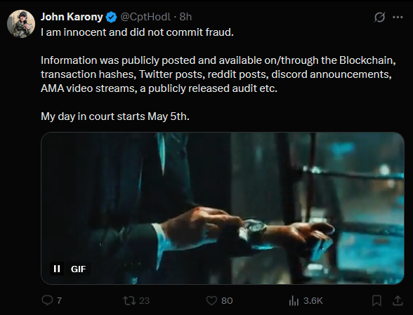 The #Safemoon criminal trial Karony vs US starts on May 5th, and John affirms his innocence as he faces off against the Department of Justice. He has not provided any exculpatory evidence in Motions to Dismiss, so let's look at what he could be saving until trial. 🧵