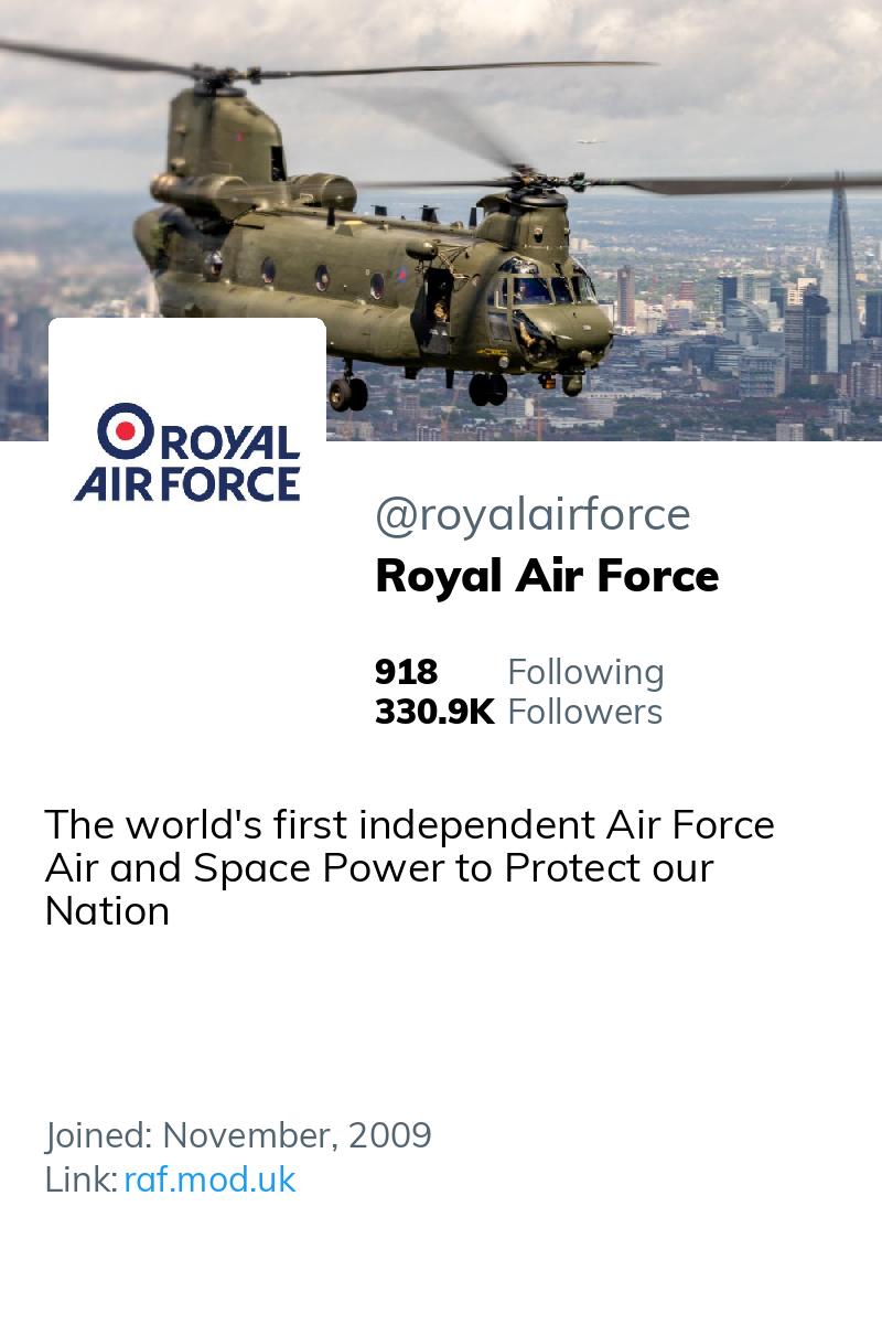 BritishAlert's tweet photo. 🆕 @royalairforce has started following @forsvaret_no https://t.co/waGa0ALgw2