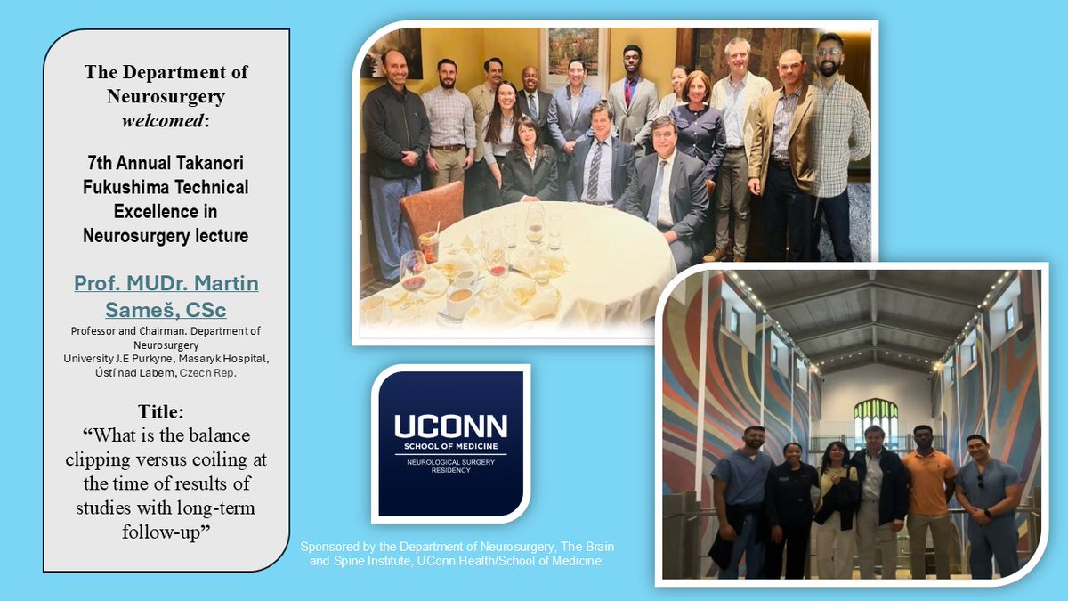 It was a pleasure to welcome Dr. Martin Sameš as the honored lecturer for the 7th Annual Takanori Fukushima Technical Excellence in Neurosurgery Lecture. 
We miss Dr. Fukushima and are fortunate to continue his legacy through this annual lectureship he started at the UConn.