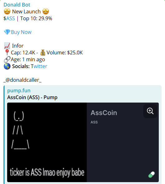 donaldcaller's tweet photo. 🔥 $ASS went nuclear —🚀🚀 X85.8 
🚀 From $12.4K → $1.1M
📈 One of the wildest pumps on 👉

37fWH29soiTEzRbJ3U7jjvcyQ2gdtqR98hnXLWsQpump

💥 Blink and it was gone. Those who aped early? 
Don’t fade the next $ASS... it only takes one.
#ASS #Grok #Solana #THOT #TEK https://t.co/DzfDCidnqQ