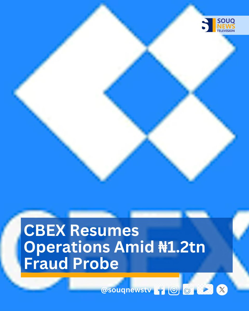 SOUQNewsTV's tweet image. Crypto Bridge Exchange (CBEX) has resumed operations despite ongoing investigations into a ₦1.2 trillion digital trading fraud affecting over 600,000 Nigerians. 

#CBEXScandal #PonziAlert #EFCCNigeria #SECWarning #DigitalFraud #InvestorBeware #FinancialSafety