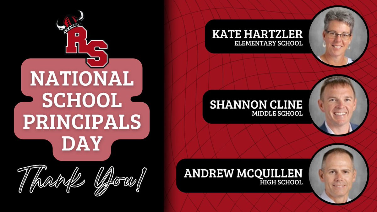 Help us wish a Happy National School Principals Day to our outstanding school leaders!
⭐️ Kate Hartzler, Elementary Principal
⭐️ Shannon Cline, MS Principal
⭐️ Andrew McQuillen, HS Principal
Thank you so much for your hard work, dedication, &amp; the passion you bring to our schools!