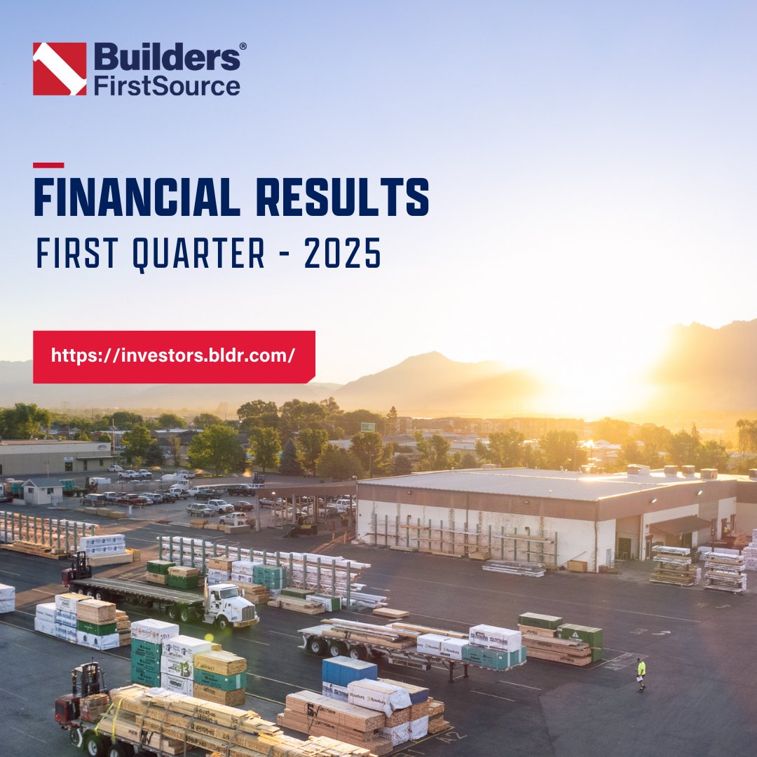 BldrFirstSource's tweet photo. #BuildersFirstSource reported its results for the first quarter of 2025. Read the full press release โก๏ธ https://t.co/EKK6kWDVDI https://t.co/NLlDyqTnYK