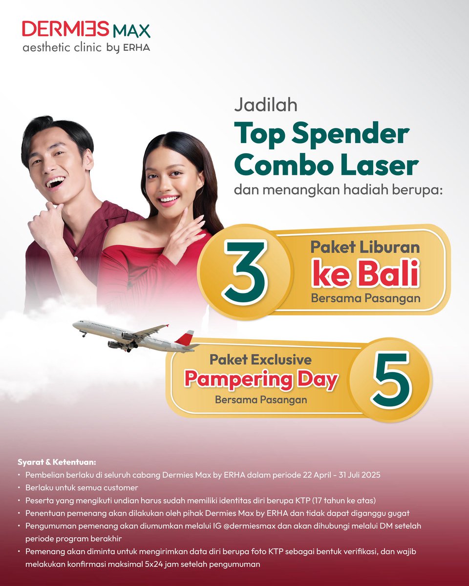 DermiesMax's tweet photo. Jadi Top Spender Dermies Max by ERHA dan wujudkan impianmu! 

Caranya? Rajin-rajin aja ambil paket combo laser sampai 31 Juli!
Info lengkap swipe ke slide berikutnya ya! https://t.co/YIHkhK8vY5