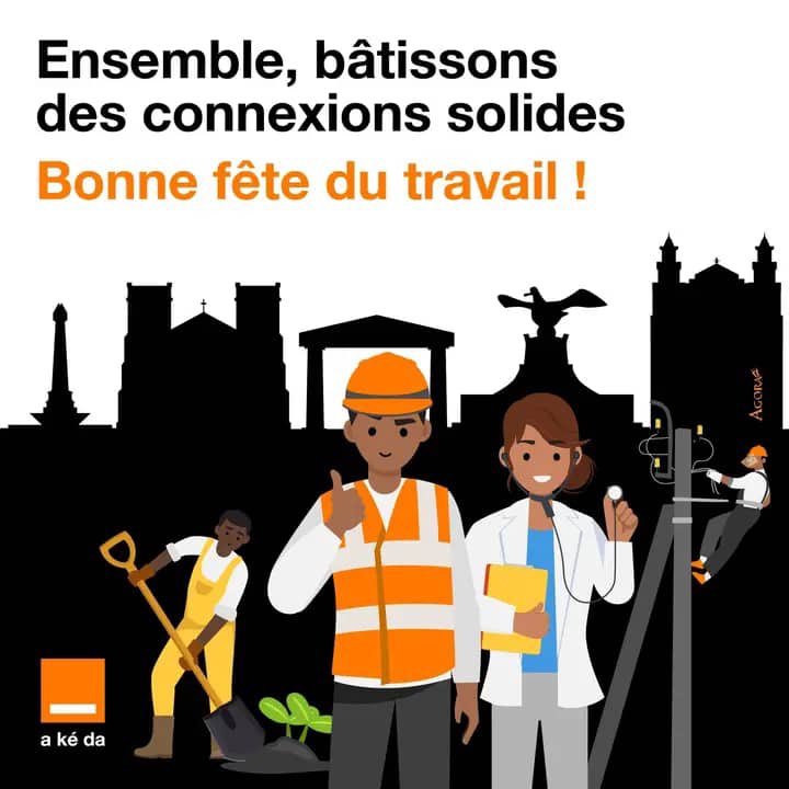 Aujourd’hui nous célébrons l’engagement de chacun d’entre vous. 
Merci de contribuer à notre succès commun.

Bonne 𝐟𝐞̂𝐭𝐞 𝐝𝐮 𝐭𝐫𝐚𝐯𝐚𝐢𝐥 !

#OrangeAkeDa #1erMai #FeteDuTravail